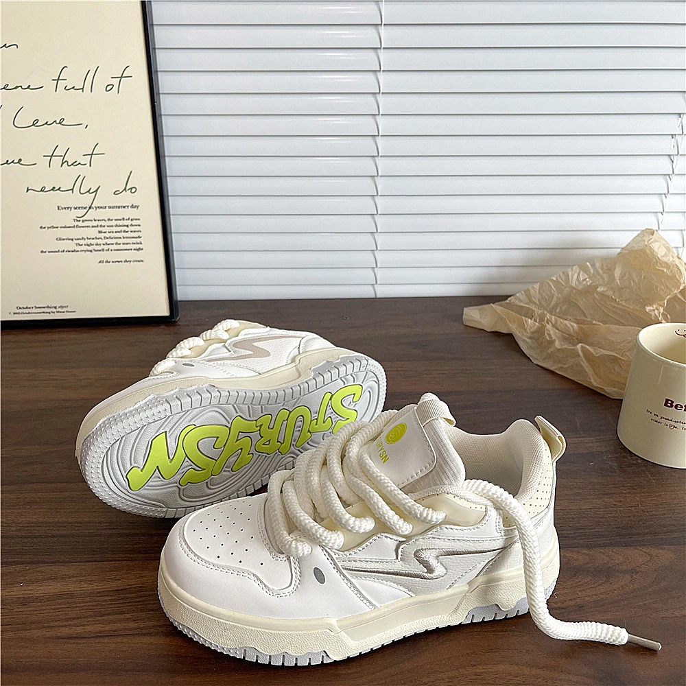 港风厚底米灰原创情侣板鞋2025年夏季新款ins潮运动休闲小白鞋女