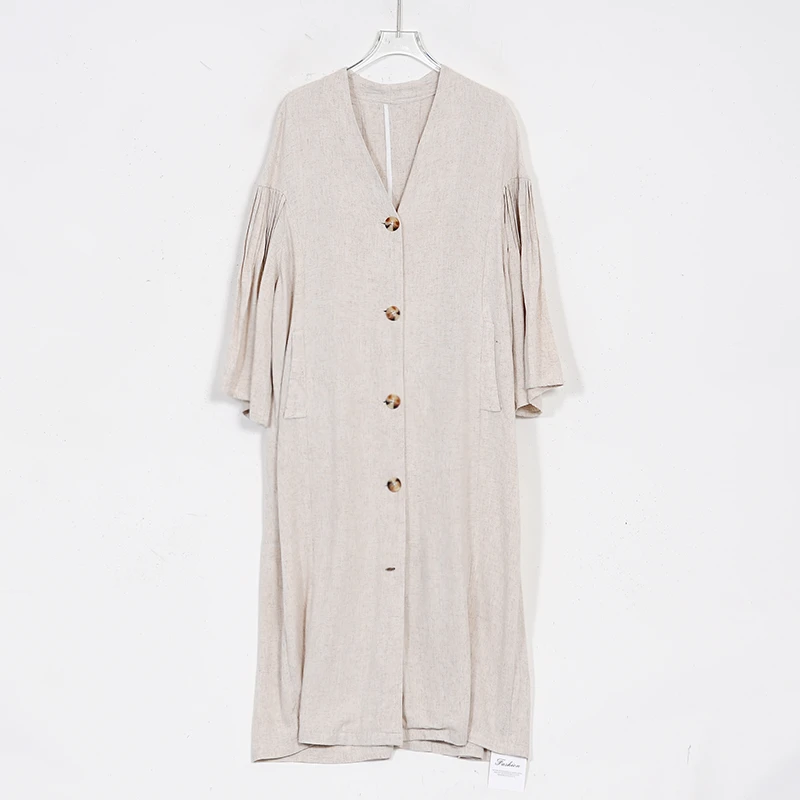 【蓉哥出品】新款(京墨)亚麻长外套5007