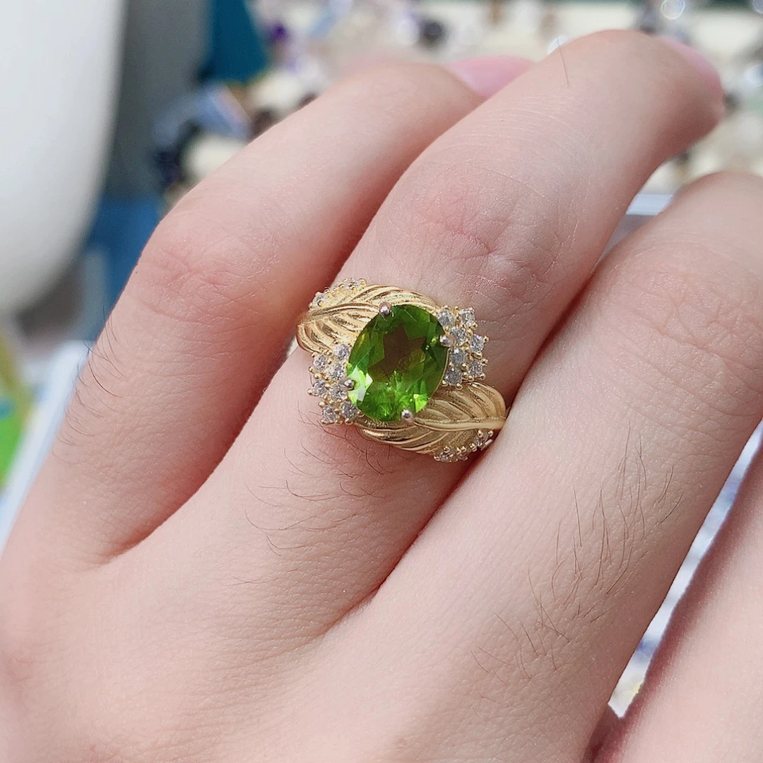 戒指银S925镶嵌橄榄石