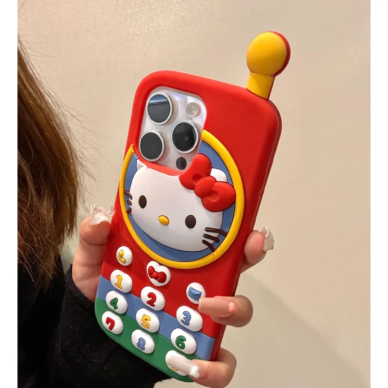 欧克里里红色大哥大凯蒂适用苹果16promax硅胶壳15/14手机壳13/12