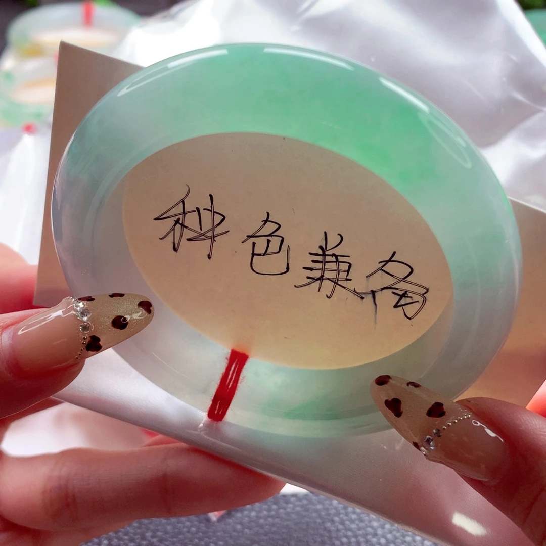 翡翠未镶嵌手镯55.4 特价冰甜绿起胶半山水 灵