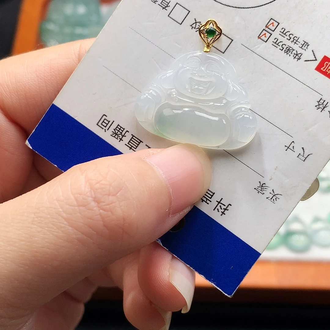 吊坠(不含链)18K金镶嵌翡翠佛公