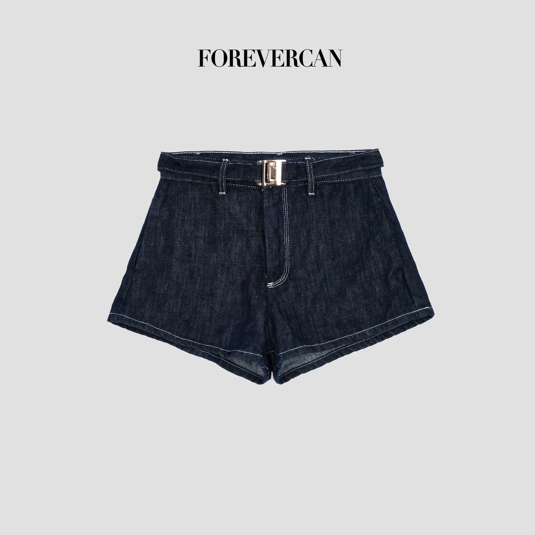 FOREVERCAN“自由美式”复古做旧洗水百搭宽松A字牛仔短裤 SP23461