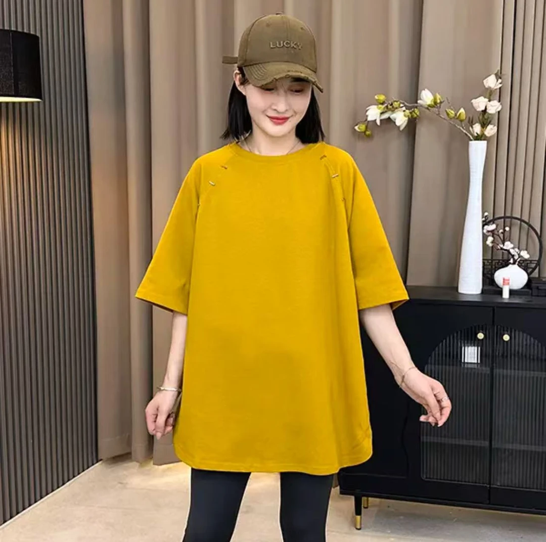 夏季新款设计感时尚减龄宽松短袖显瘦休闲百搭韩版纯色T恤8832款