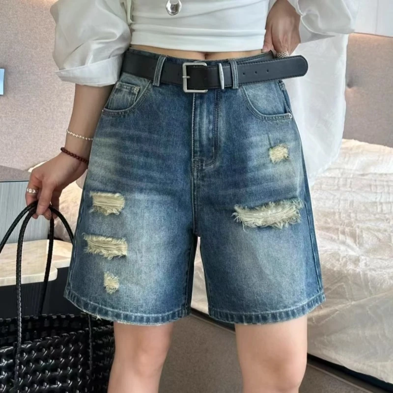 高腰牛仔短裤女夏季新款宽松显瘦中裤五分热裤子七分裤女款薄款