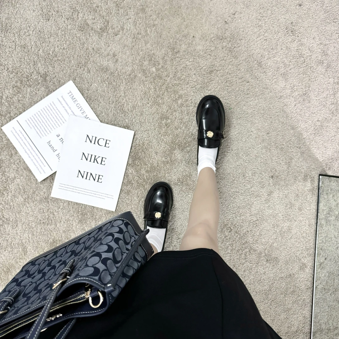 羊皮版~厚底乐福鞋女2025新款秋季单鞋小个子增高英伦风小皮鞋