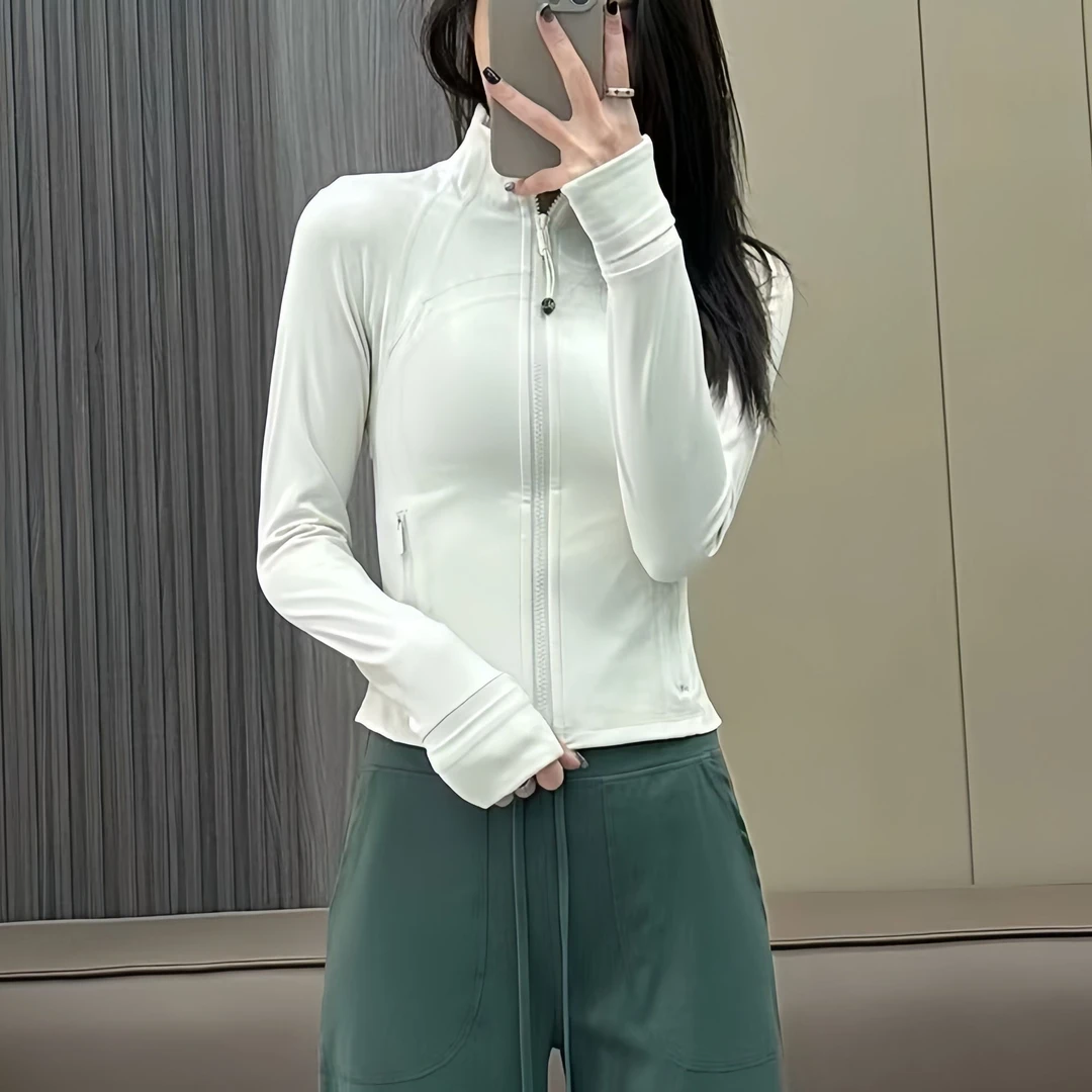 短款休闲瑜伽服裸感运动夹克外套女跑步显瘦立领拉链健身户外