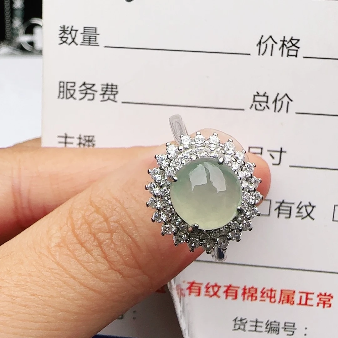 银S925镶嵌戒指翡翠戒指