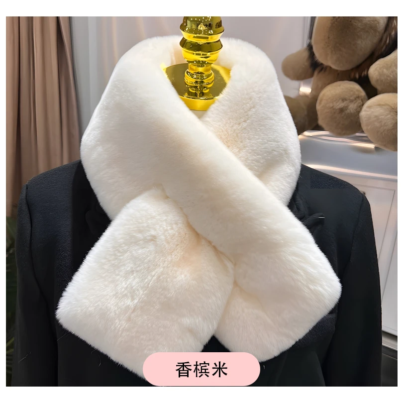 天鹅绒级整皮獭兔毛围巾女冬季韩版纯色真皮草围脖双面毛加厚保暖