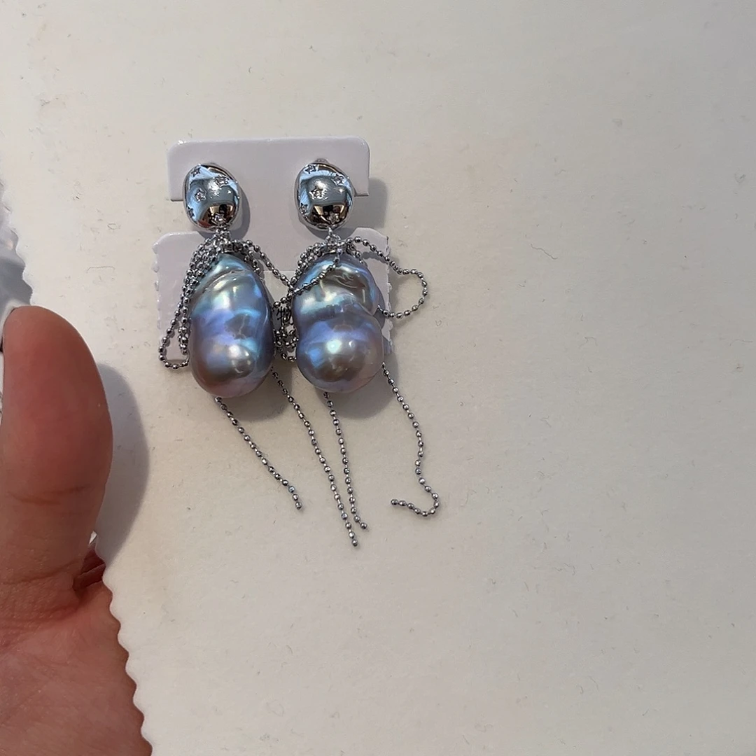 合金淡水珍珠耳饰
