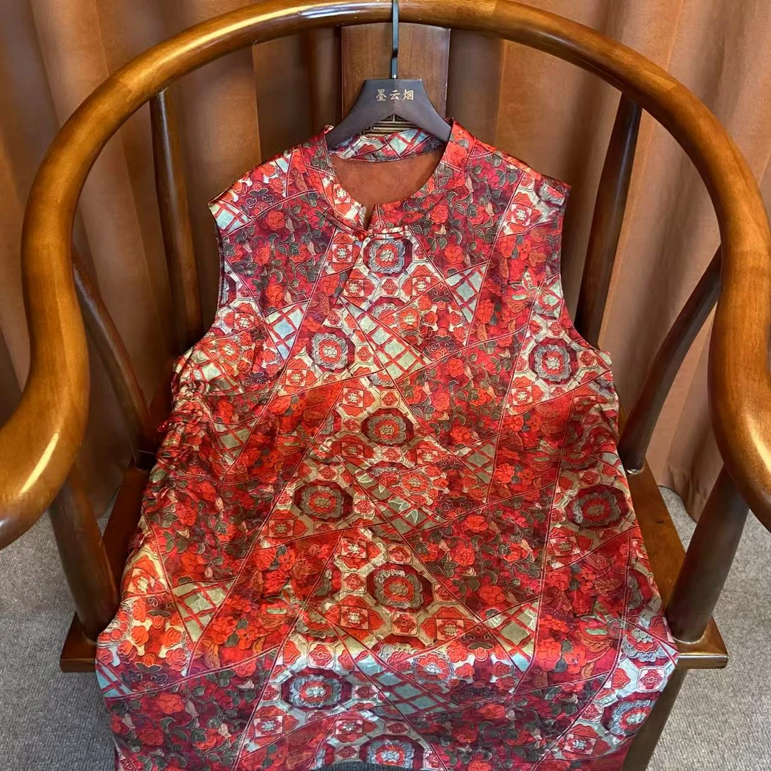 【烟暖】2025夏季新款奥黛上衣新中式时尚国风斜襟提花女装77221-1