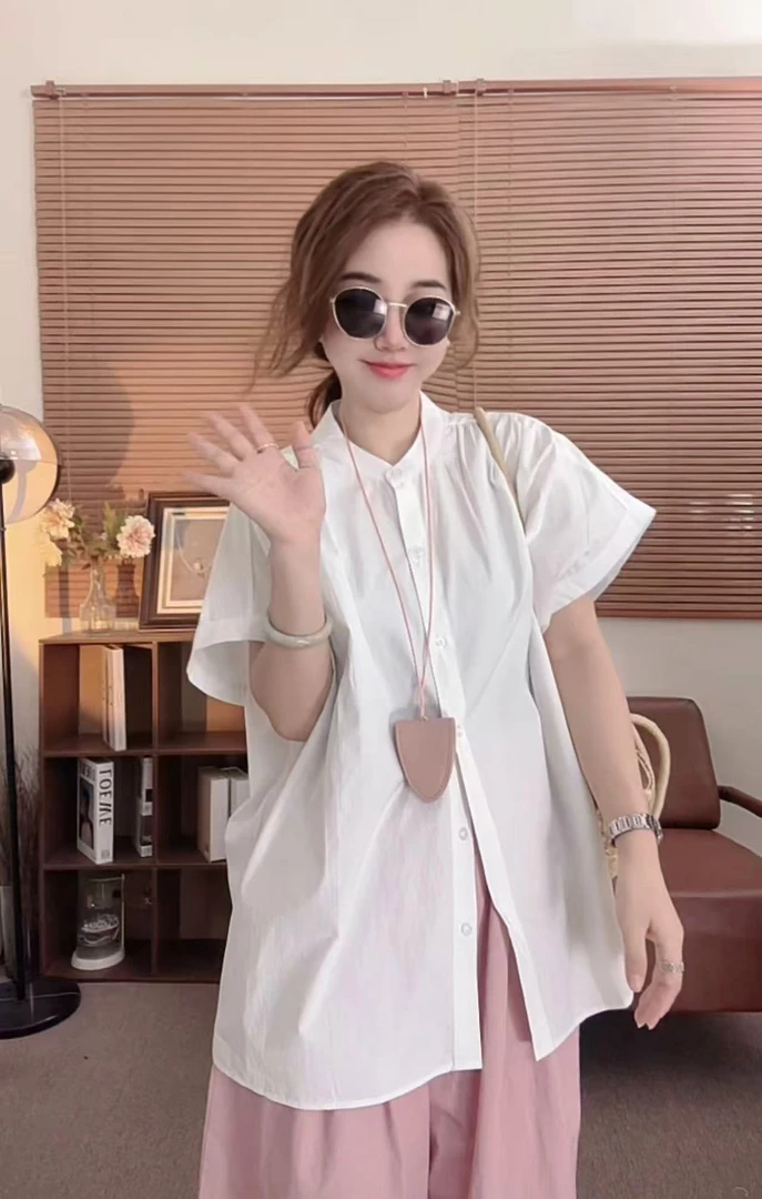 丽丽推荐【白天鹅】夏季气质清爽白色中长款衬衫女