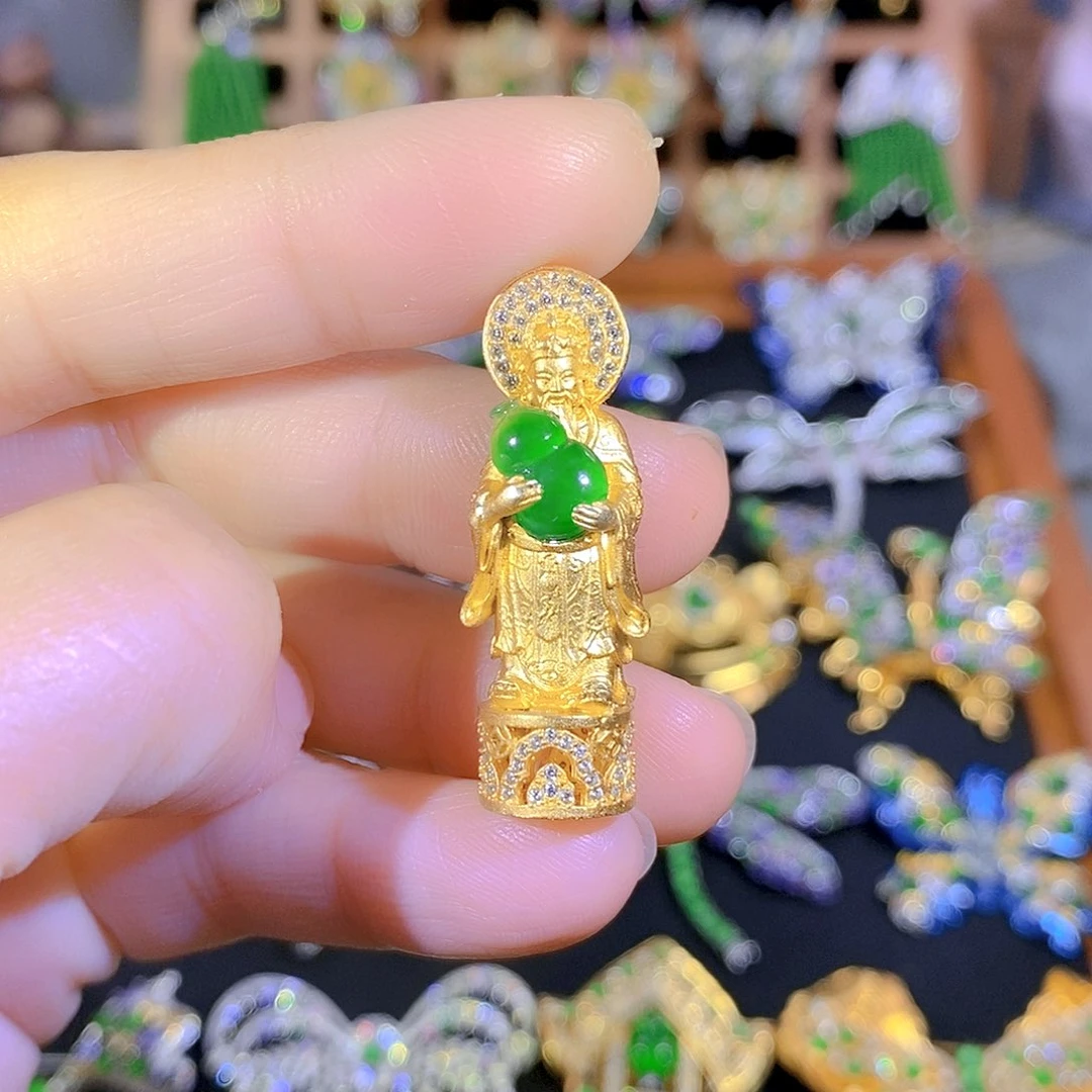 吊坠(不含链)银S925镶嵌翡翠