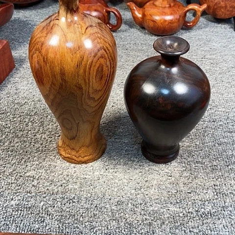 【闪购商品】木卧*越南黄花梨花瓶一个大红酸枝一个