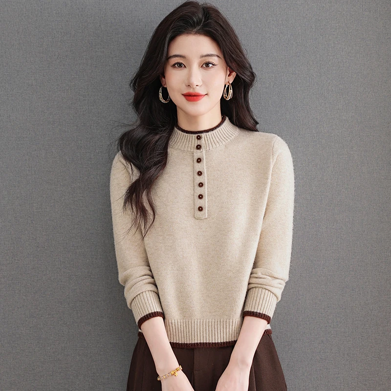 半高领厚款针织衫毛衣女秋冬毛衣修身显瘦保暖百搭气质打底衫上衣