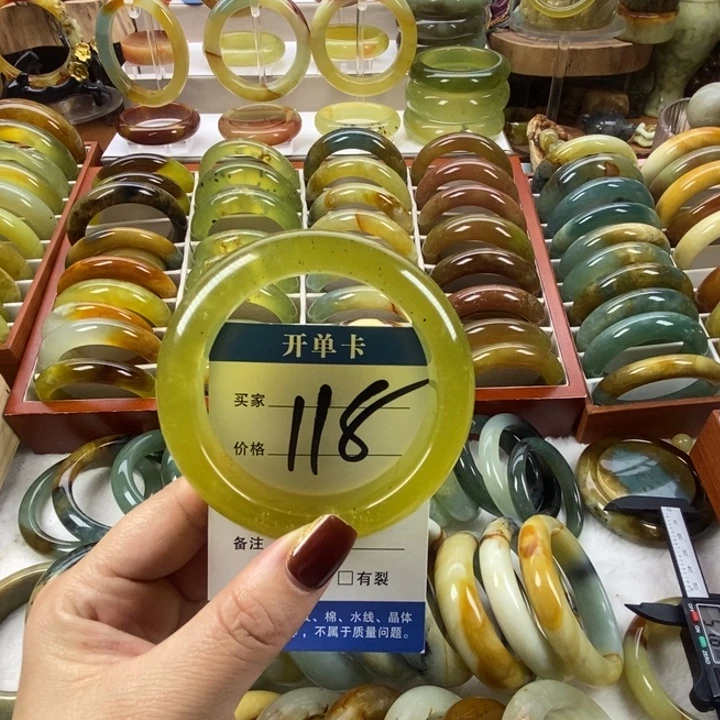 蛇纹石玉未镶嵌手镯57（内纹）