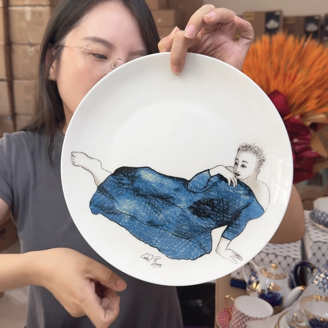 骨瓷高骨10.5英寸平盘27cm2个外贸骨瓷