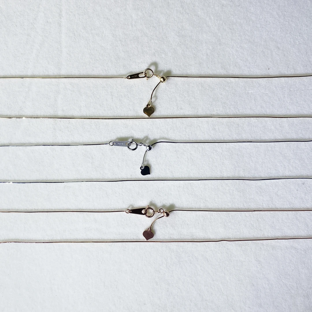 18K金细蛇骨项链 Au750轻奢设计感叠戴锁骨链 可调节素链裸链