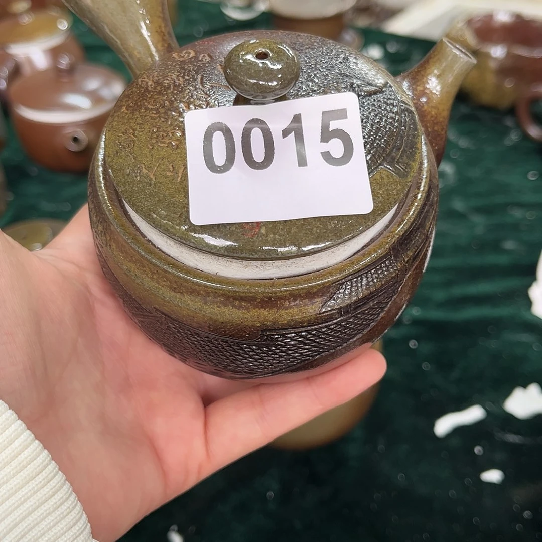 壶上***✔0015柴烧开窑大吉  柴烧侧把元宝