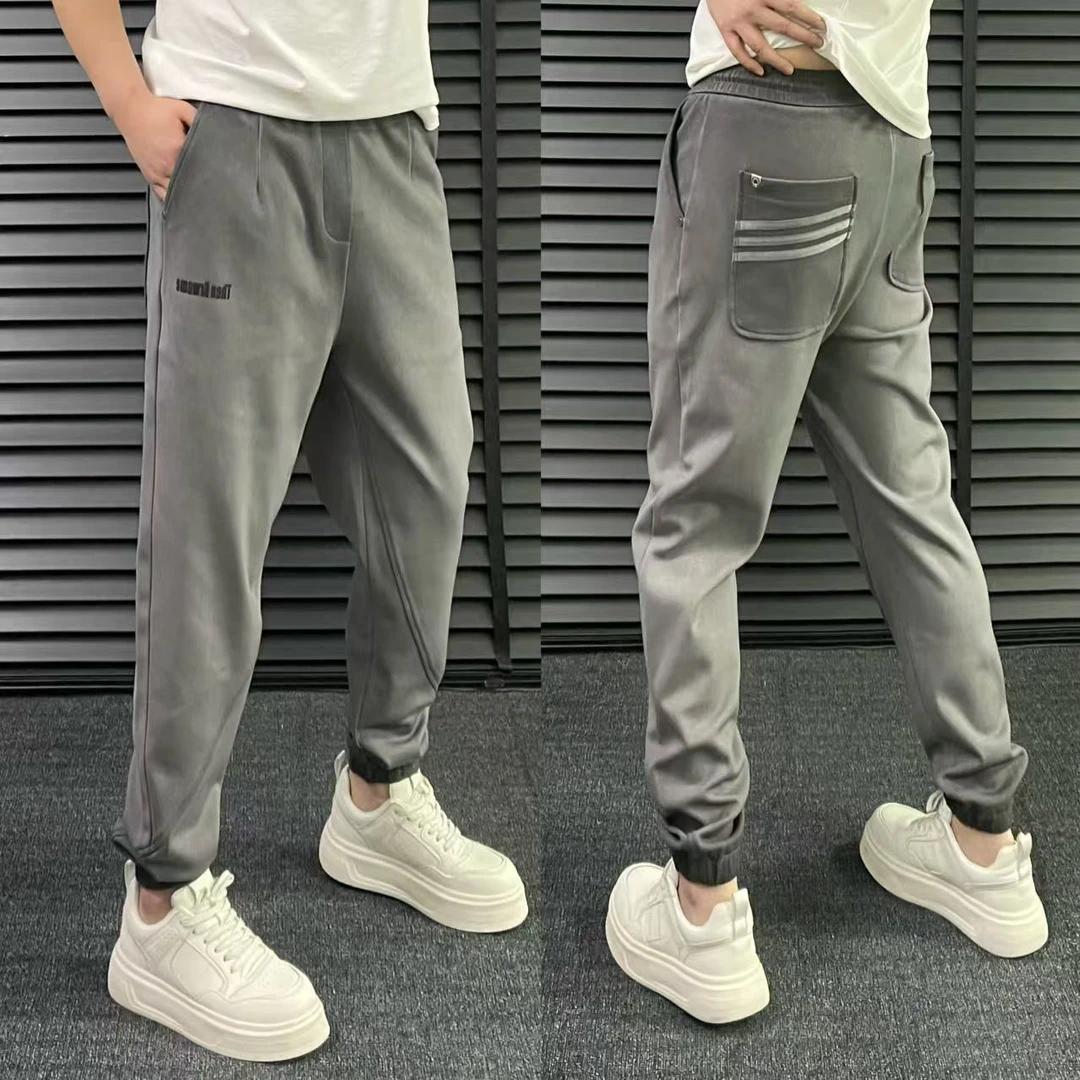 灰色卫裤长裤裤子百搭男士卫裤春夏新款高级感简约时尚休闲束脚裤