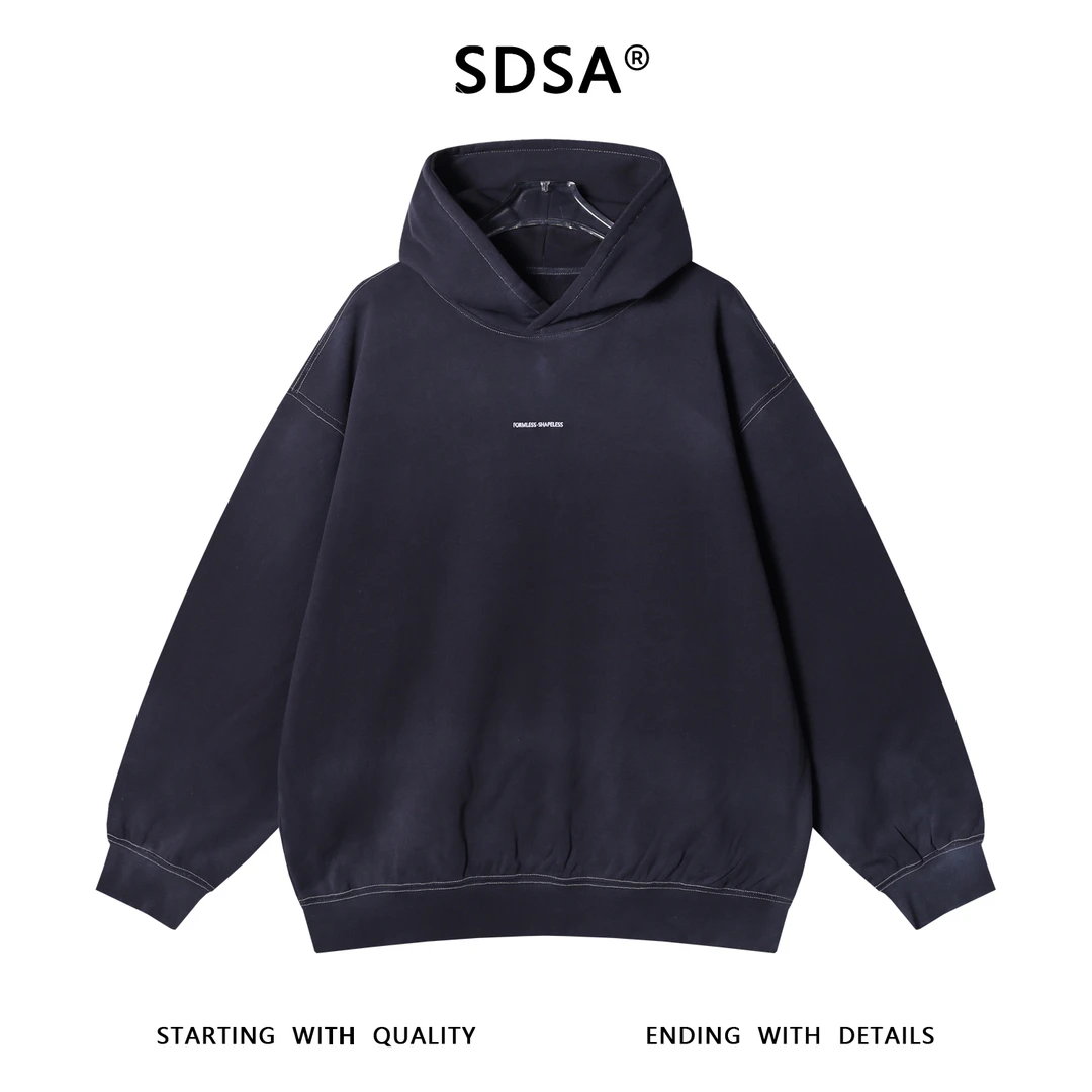 SDSA男士秋冬新款痞帅男装潮牌刺绣字母连帽卫衣休闲百搭套头卫衣