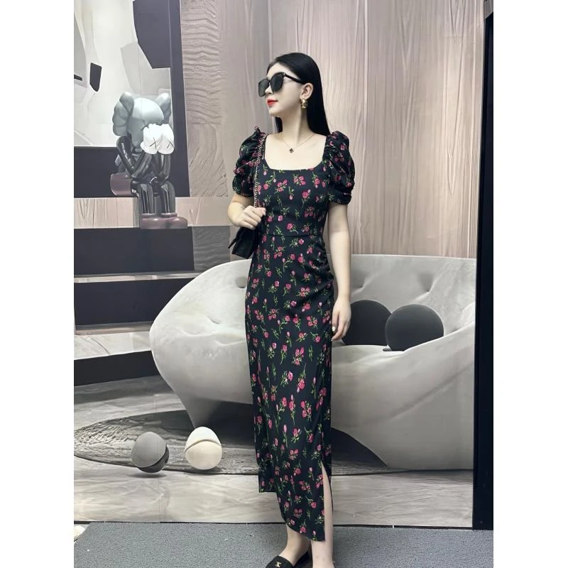 【吧啦高定】 真丝不褪色碎花轻熟风高腰夏季衣裙法式显瘦气质  426