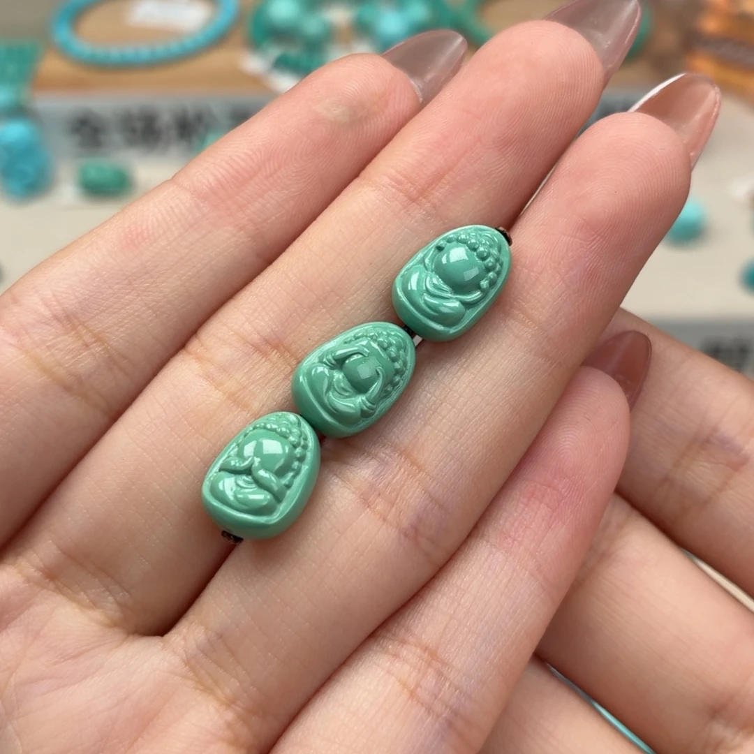 小***～未镶嵌绿松石珠宝奇石三不佛