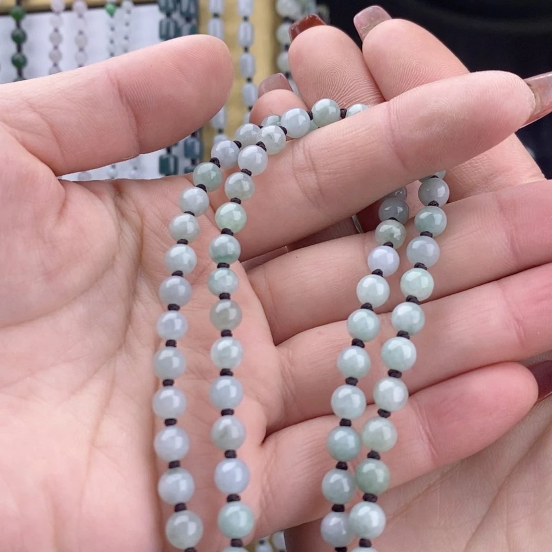 翡翠颈饰未镶嵌@****天然翡翠玉石圆珠