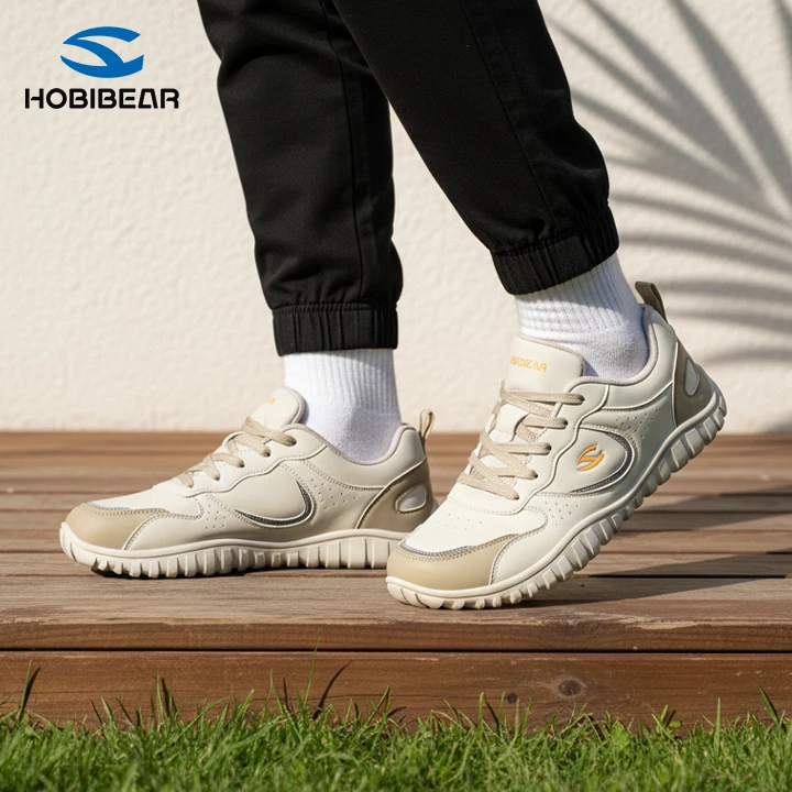 HOBIBEAR秋季新款男款宽头鞋运动鞋健身高端男士宽头开车平步男鞋