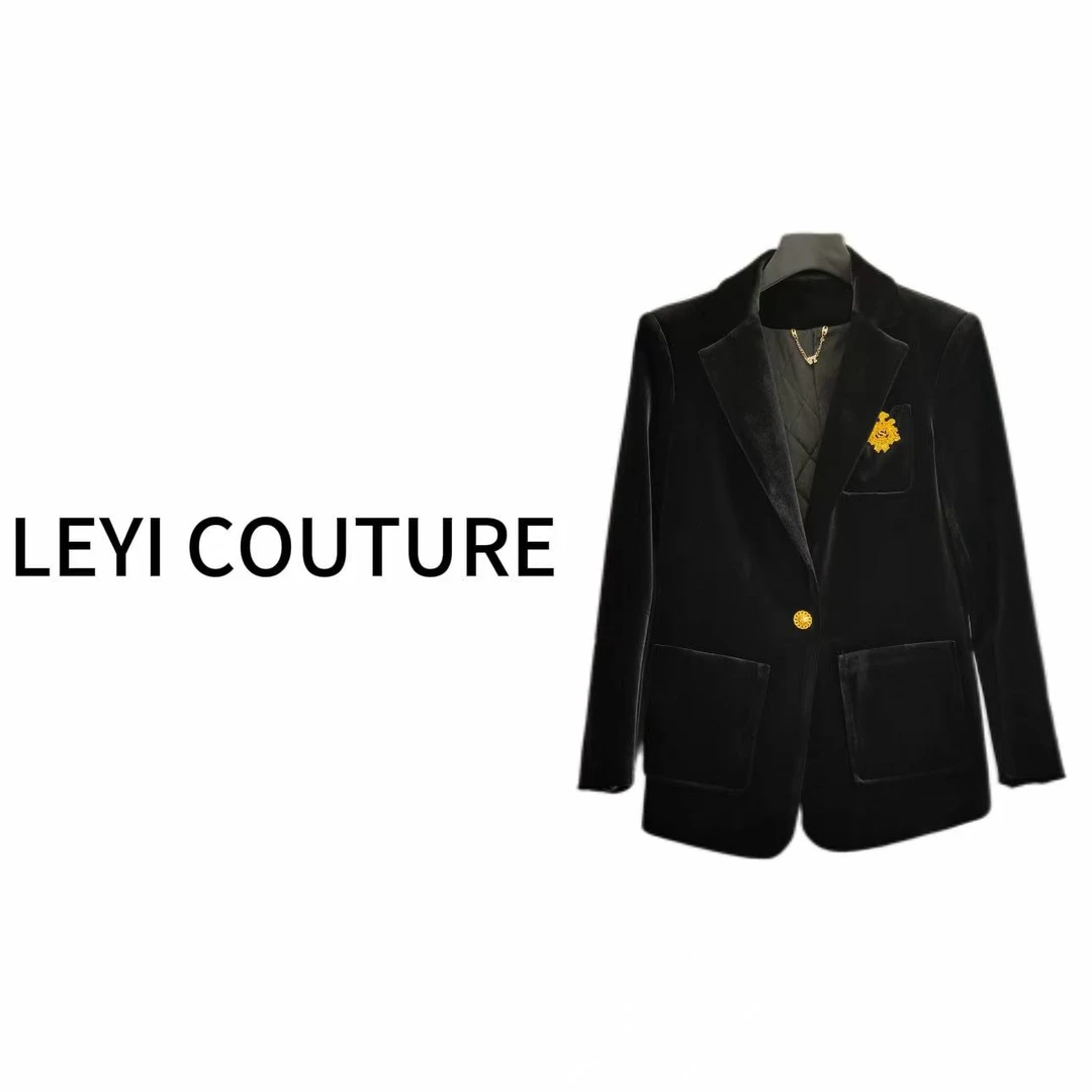【 LEYI COUTURE】畑畑2025高端气质“金微丝绒”时尚外套 202521