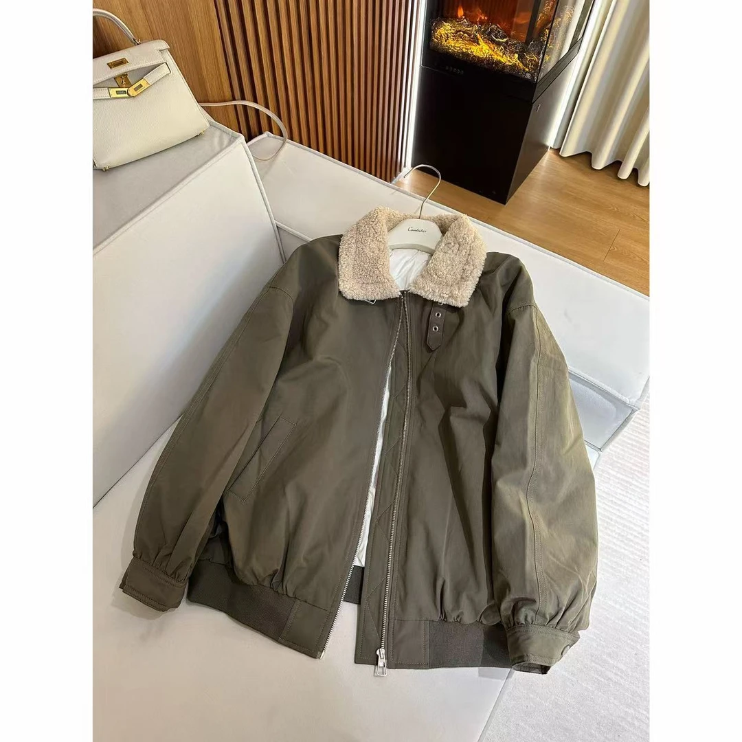 CANTIILAR 毛毛翻领派克服90白鸭绒休闲外套B8898