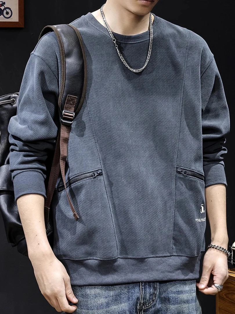 拉链口袋卫衣男秋季2025新款重磅男装大码男士潮牌衣服春秋款长袖