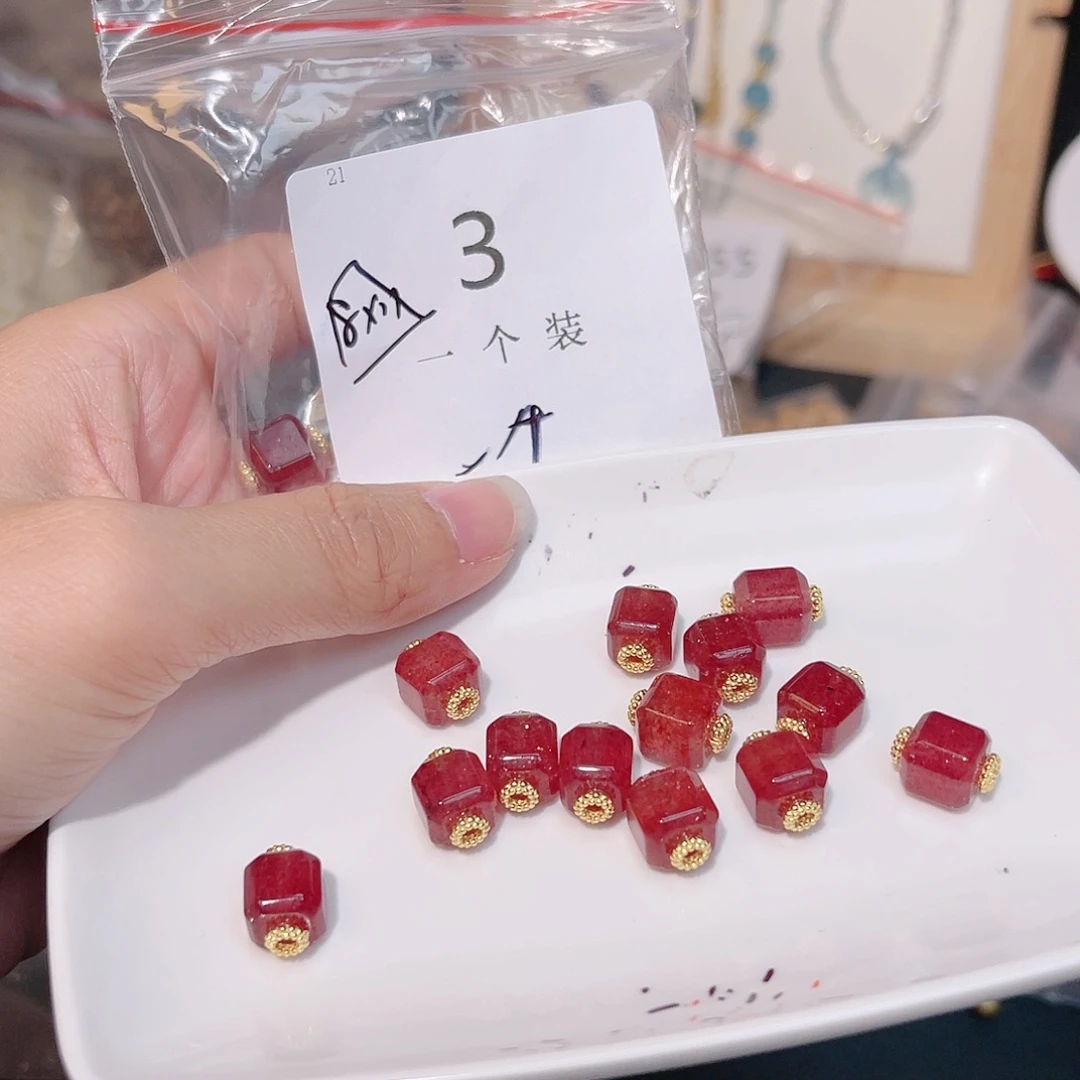 石英质玉珠宝半成品银S925镀金镶嵌3