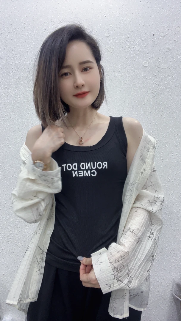FL809-圆点女装爆款螺纹棉柔软透气公园潮流风健身散步背心