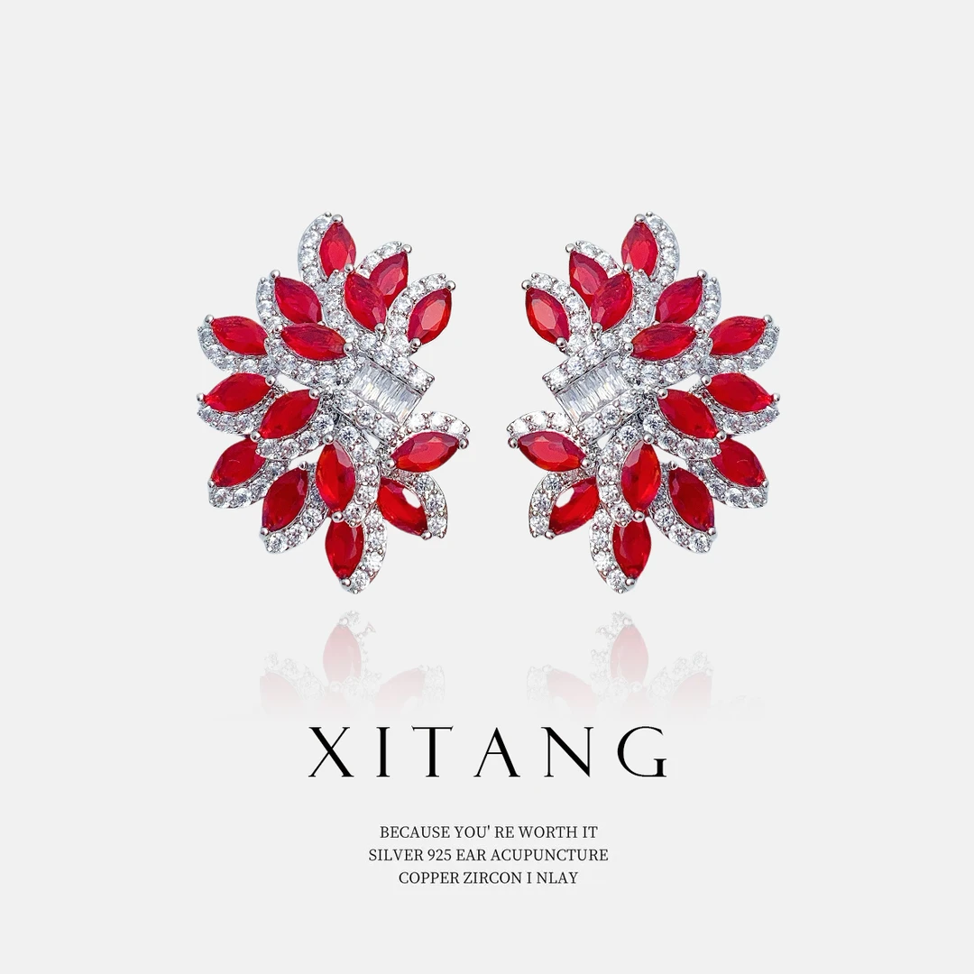 XITANG 925银针【热烈】气质时尚耳钉耳环耳坠8060