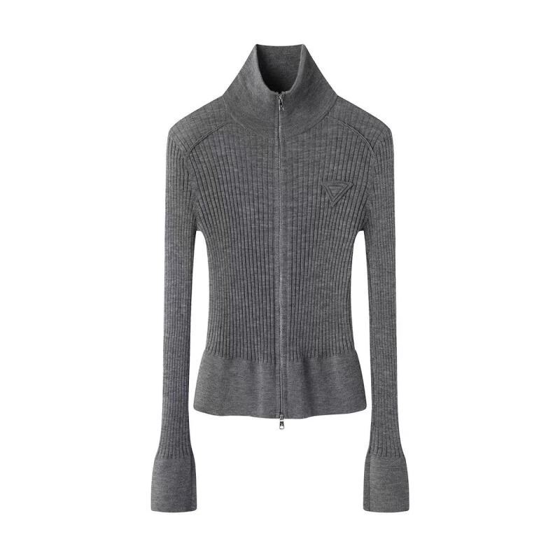 艾家商场同款秋季保暖毛针织衫休闲时尚双头拉链修身开衫AB803051