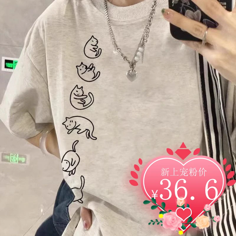 2025纯棉T恤新款小众夏季大码宽松短袖设计感女上衣美式半袖正肩