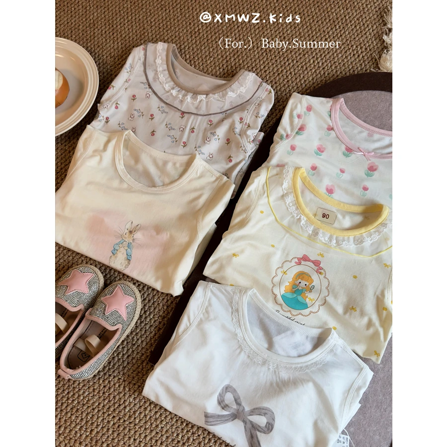 童装女童睡衣2025新款夏季女孩家居服莱赛尔宝宝短袖空调衫两件套