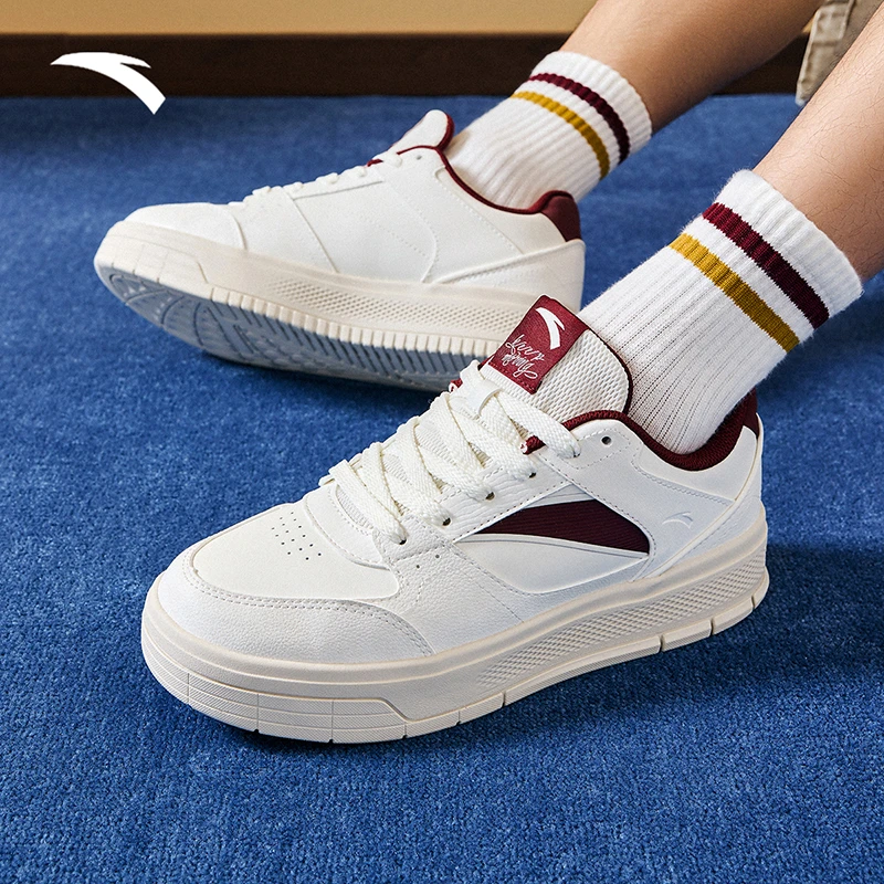 安踏厚底低帮板鞋男女25年新款增高百搭轻便革面休闲鞋912418061