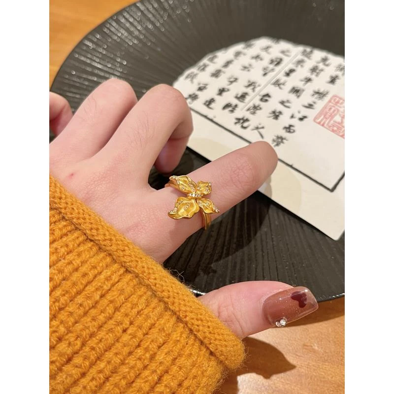 【高定版】3022古法精致简约蝴蝶戒指女镶嵌秋冬小众设