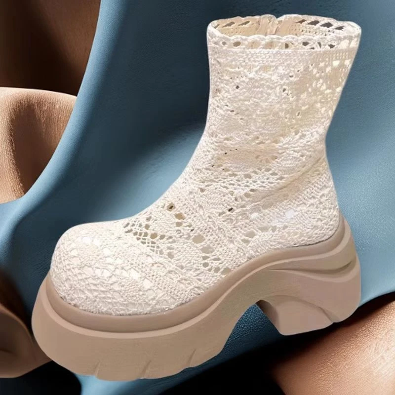 2025秋季新款7.5公分镂空英伦马丁靴中筒百搭网红爆款时尚女靴