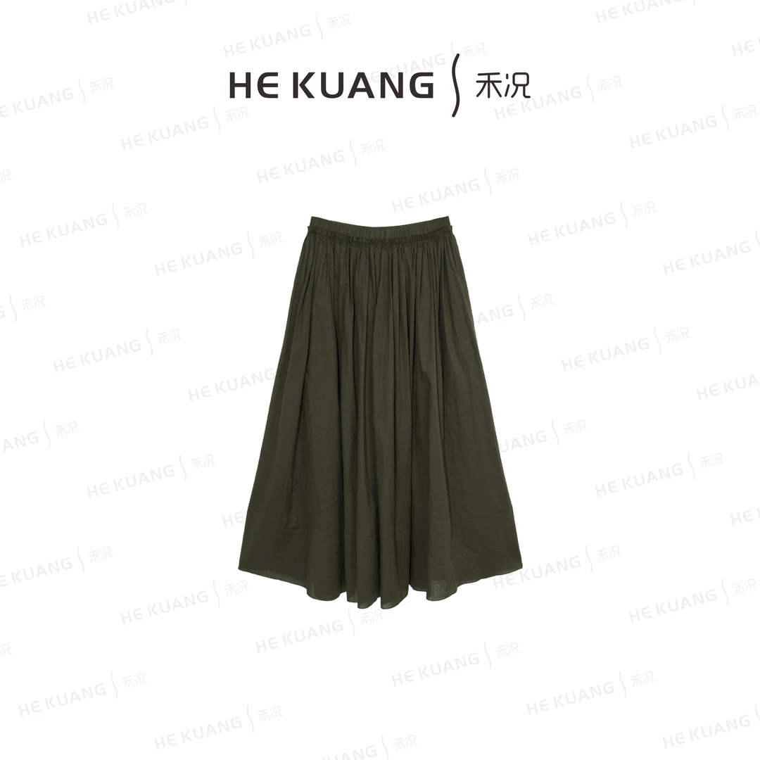 禾况HEKUANG 【月光漫游】松紧腰打缆休闲半身裙显瘦气质E652 0017