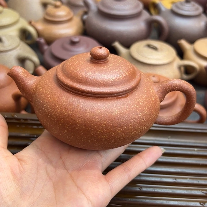 茶壶紫砂红降坡扁