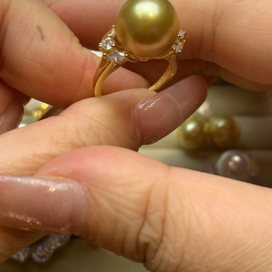 银S925镶嵌戒指海水珍珠