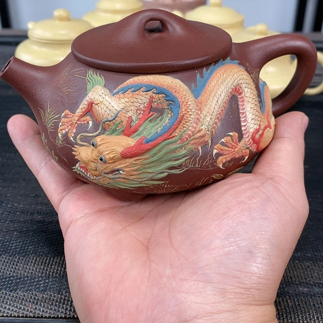 茶壶紫砂玉*麟紫泥石瓢容量360毫升