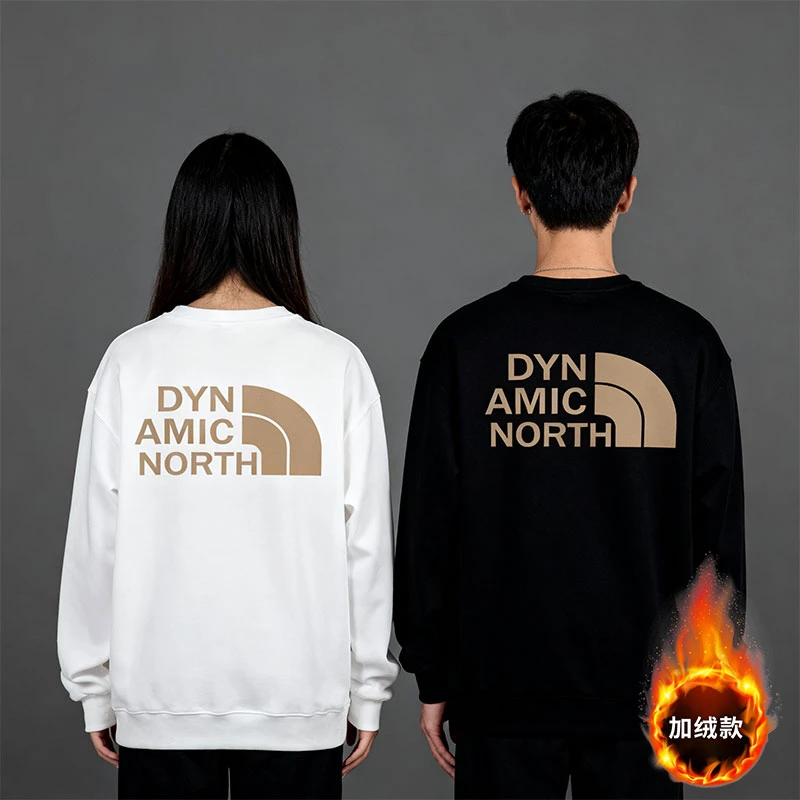 动感北面卫衣加绒加厚保暖2025秋冬款情侣款休闲上衣保暖套装