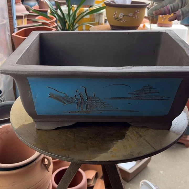 紫砂40蓝马槽 口径40×30×16