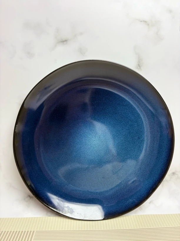 366默认微瑕 蓝色窑变菜盘汤盘家用欧式复古10.5英寸27cm
