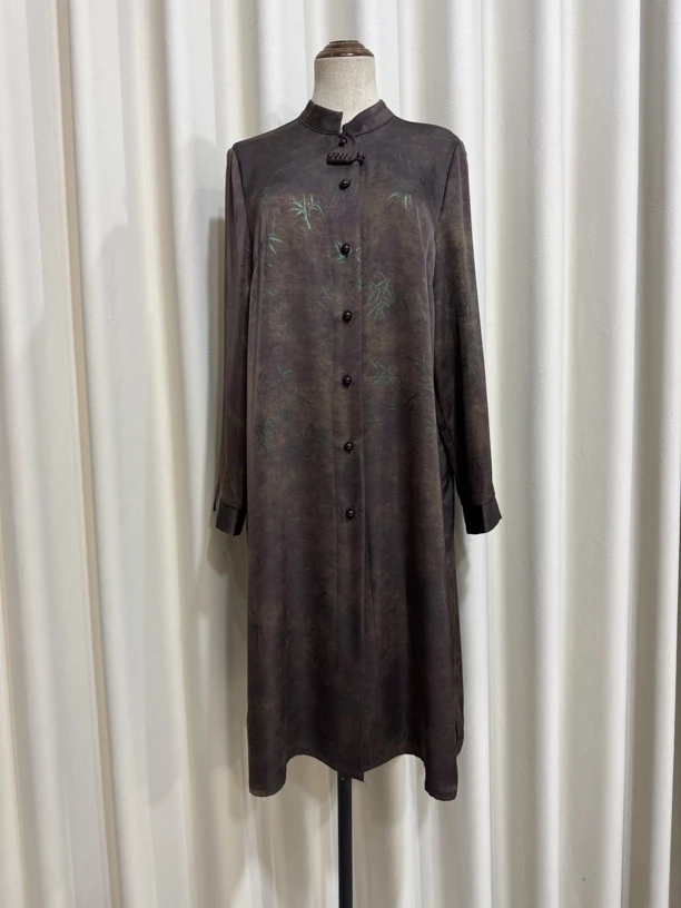 新款小立领妈妈款中长款衬衣