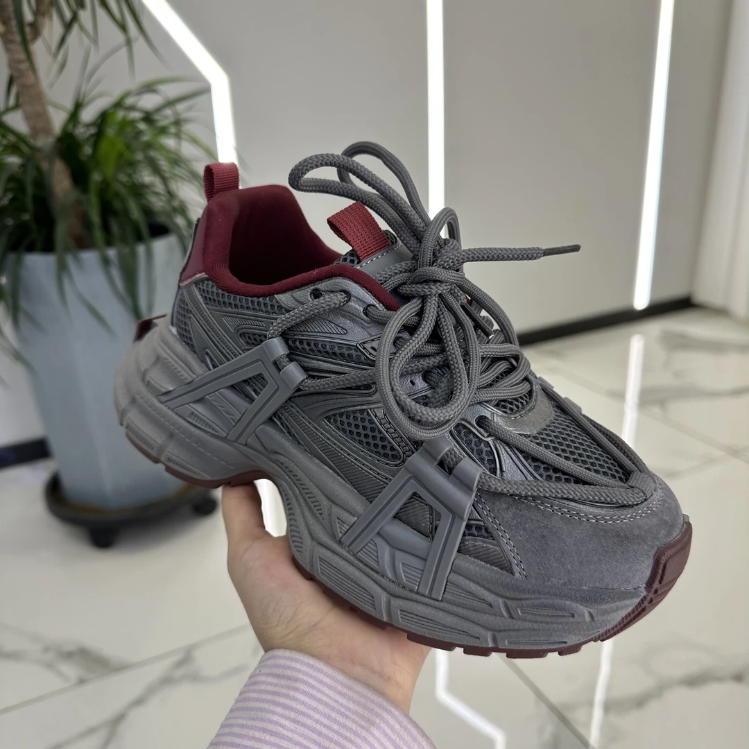 618系带厚底松糕老爹鞋黑色运动鞋休闲鞋显脚小板鞋美拉德女鞋